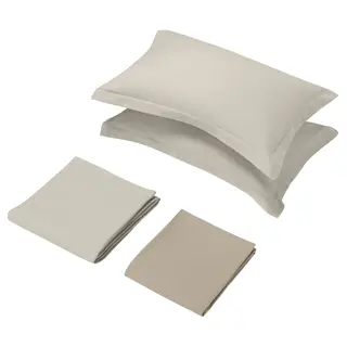 LAPPRÖR 4-piece bedlinen set, beige