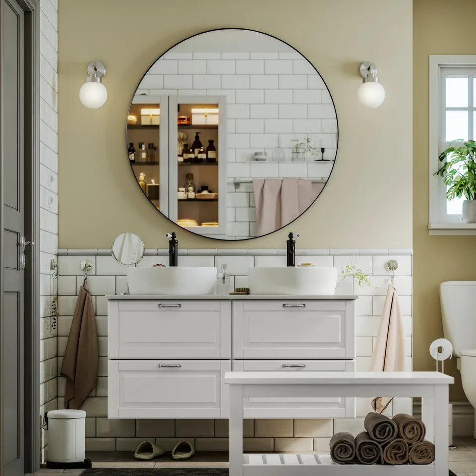 LINDBYN Mirror, black, 110 cm