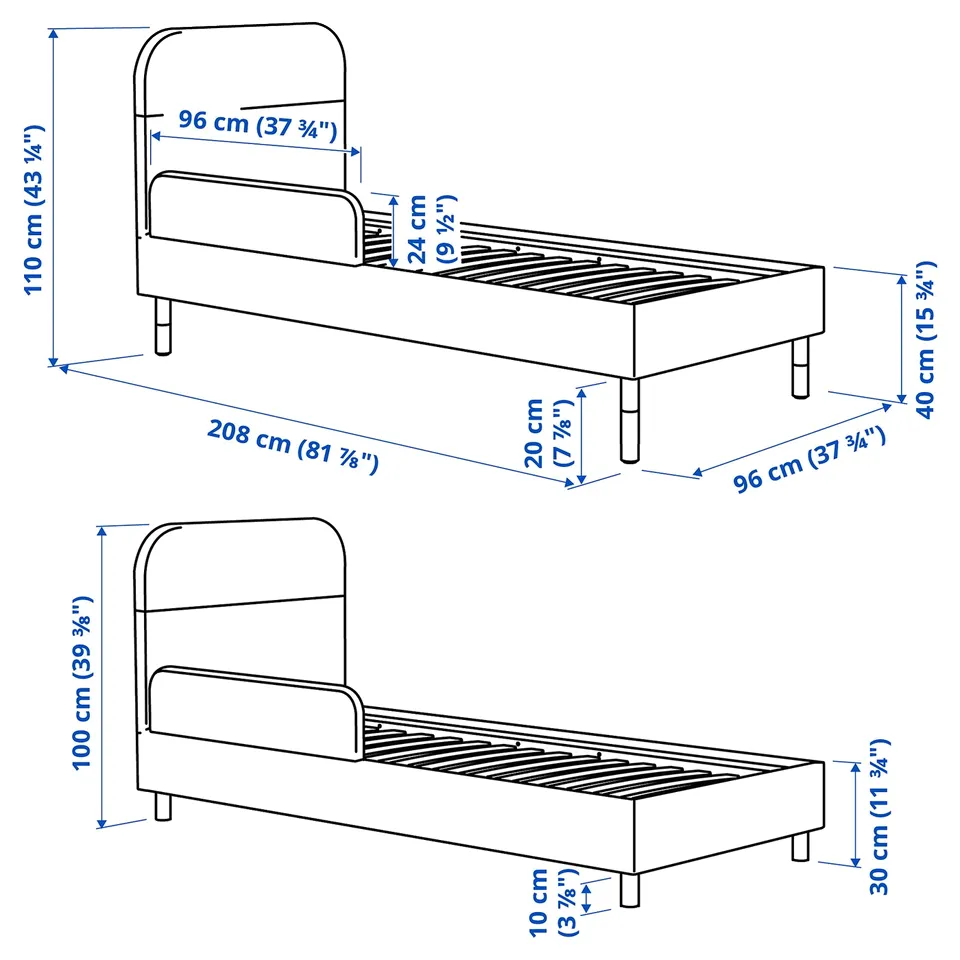 Illustration with measurements for the product: GRYSNA.