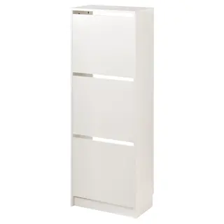 BISSA shoe cabinet with 3 compartments, white, 49x28x135 cm