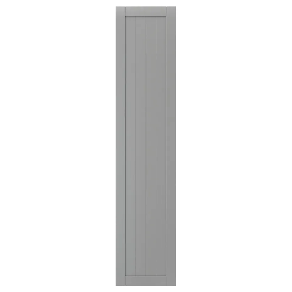 Grey GULLABERG door, simple design, vertical lines, soft-close hinge, 10-year guarantee.