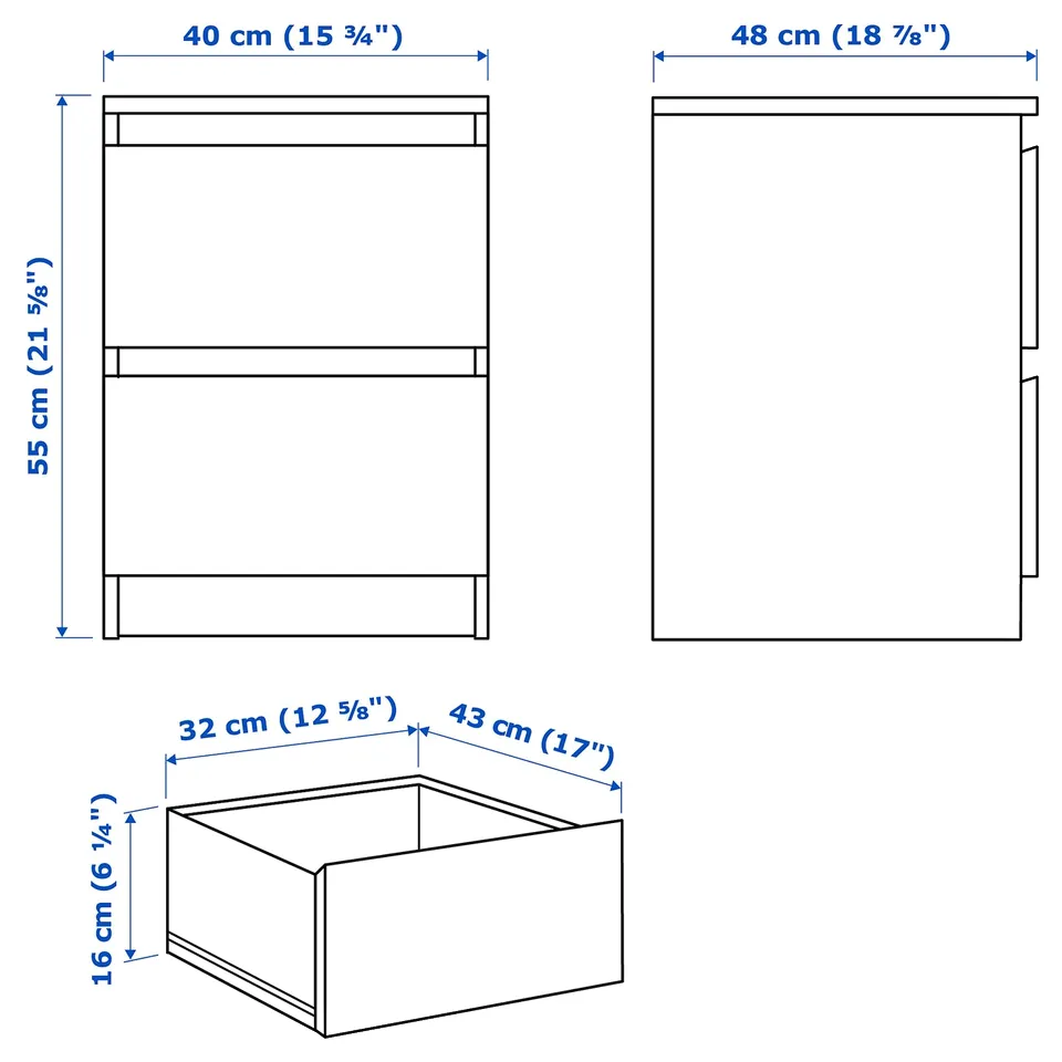 part: MALM chest of 2 drawers
