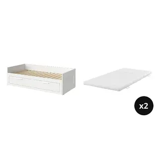 BRIMNES/ÅNNFJÄLLET Bed with 8cm thick mattress, coir, foam, super firm, white + super firm/white, 80x200 cm