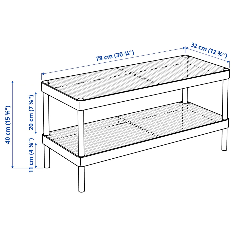 MACKAPÄR Shoe rack, white, 78x32x40 cm
