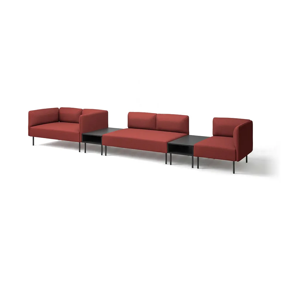 LILLEHEM red modular sofa set, modern design, easy to clean fabric, versatile seating configuration.