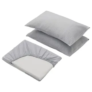 RINGMUSSLA sheet set, grey/geometric