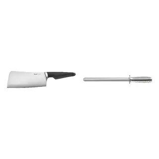 IKEA/VÖRDA set: cleaver + sharpening rod, black + diamond steel stainless steel, 19 cm