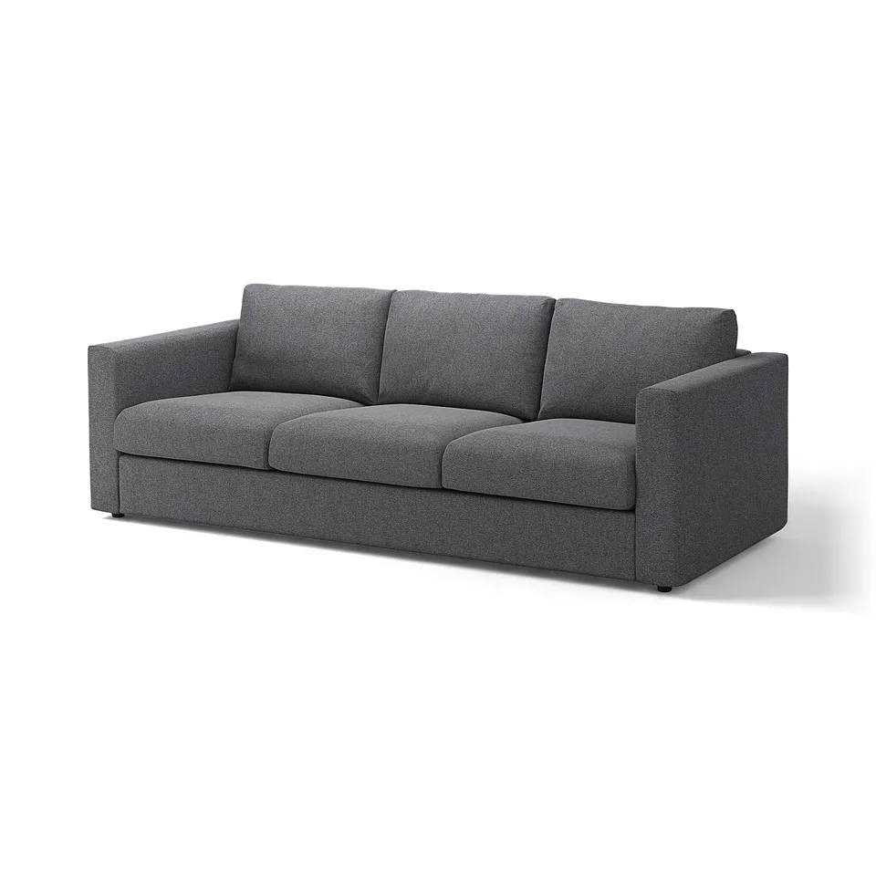 VIMLE grey sofa, modern design, soft recycled polyester fabric.