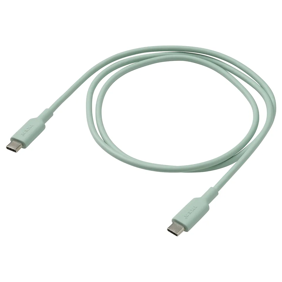 A light green usb-c charging cable named SITTBRUNN, made of flexible tpe plastic, suitable for various electronic devices.