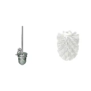 BROFJÄRDEN/TRONNAN set: toilet brush + replacement brush, chrome effect + white, Length 12 x Height 40 cm