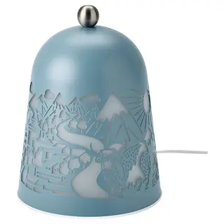 SOLSKUR LED table lamp, light blue/nickel-plated, Height 19 cm
