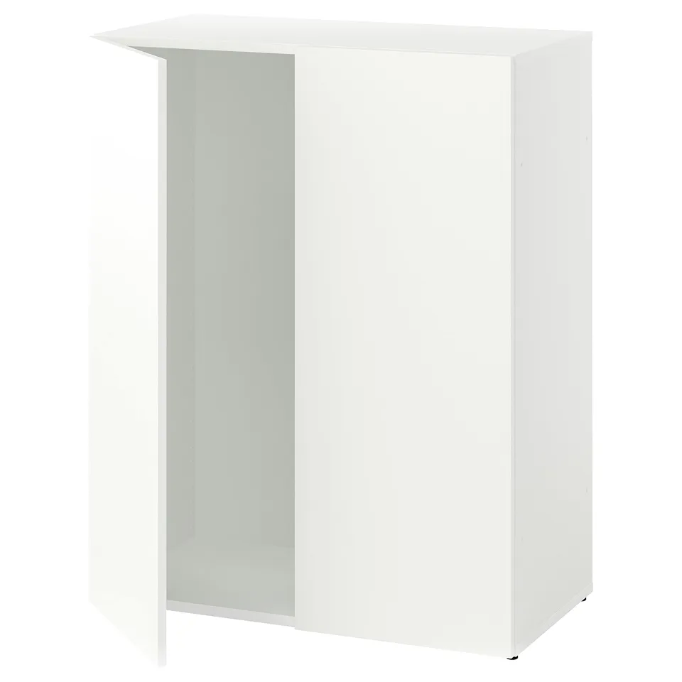 A white LASTARE cabinet with a glass door and rectangular design.