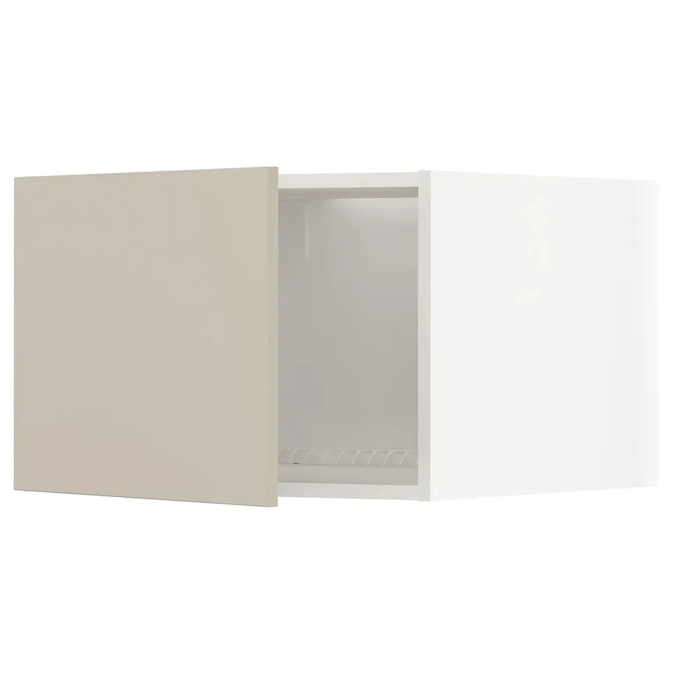 A beige METOD kitchen cabinet with a hinge and a smooth, clean design.