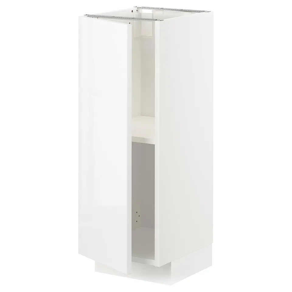 This image the METOD kitchen cabinet, white in colour, with a glossy finish and modern design.