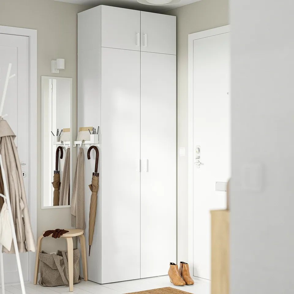 LASTARE Wardrobe combination, white/with height extension unit, 80x42x237 cm