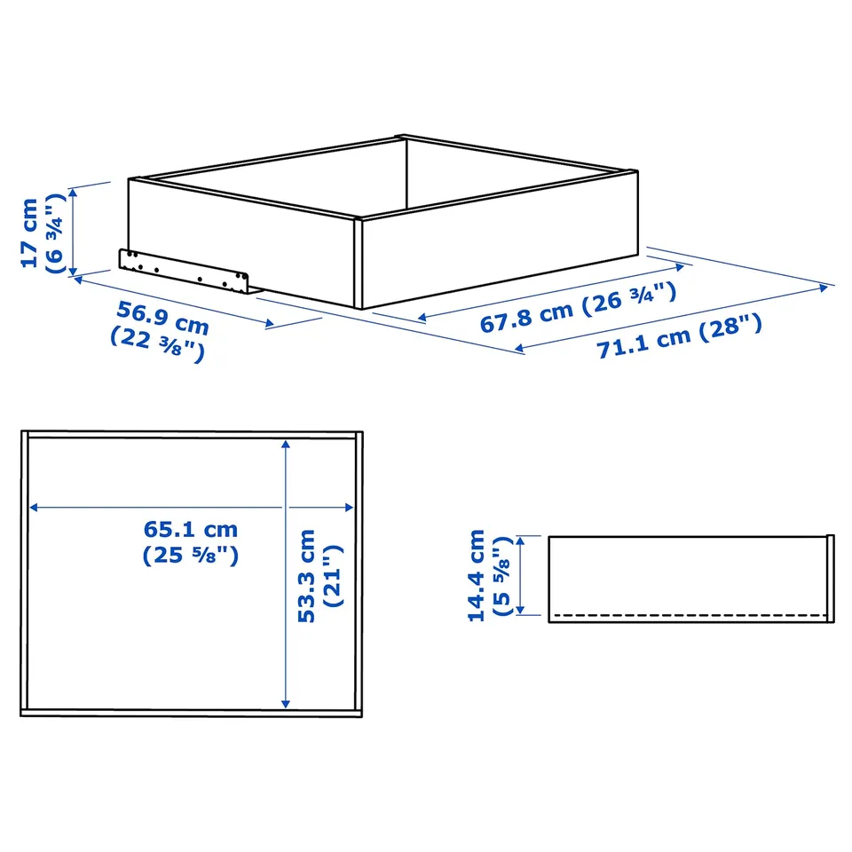 Illustration with measurements for the product: KOMPLEMENT.