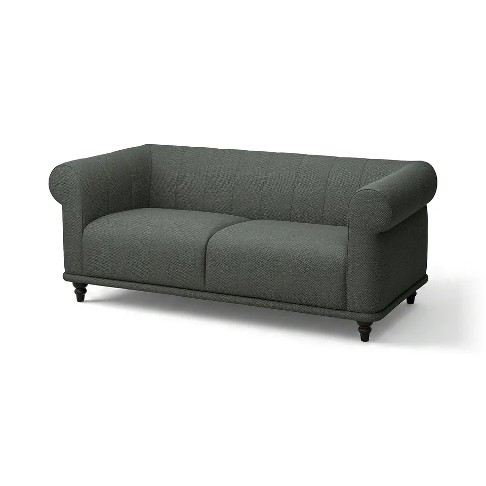 Dark green VISKAFORS sofa, classic design with deep seats and rolled arms.