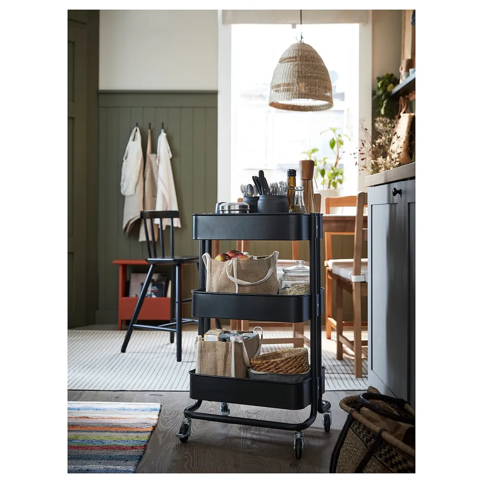 RÅSKOG Trolley, black, 35x45x77 cm