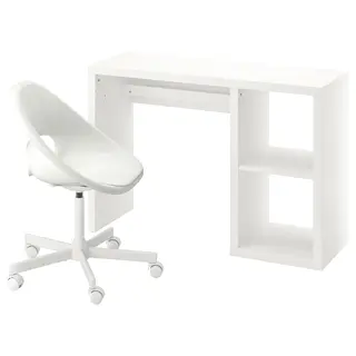 KALLAX / LOBERGET desk and chair, white, 111x39 cm