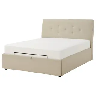 IDANÄS upholstered ottoman bed, Naggen beige, 150x200 cm
