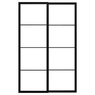 PAX pair of sliding door frames w rail, black, 150x236 cm
