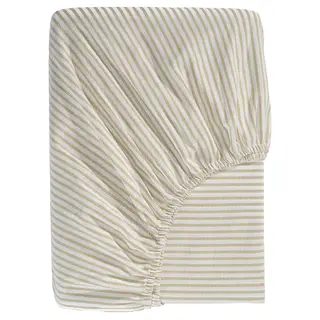 SOLFIBBLA fitted sheet, white beige/stripe, 180x200 cm