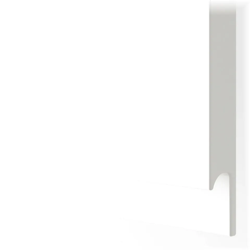 Close-up of white kitchen cabinet corner; smooth, modern finish.