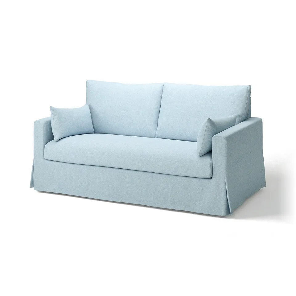 HYLTARP light blue sofa, modern design, soft comfort, fabric cover.