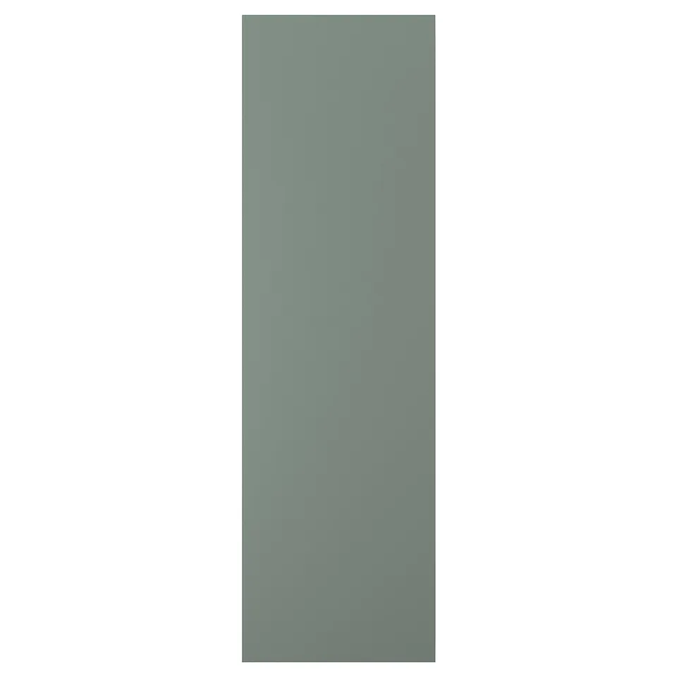 Grey-green NICKEBO cabinet door, smooth matte foil, modern look.