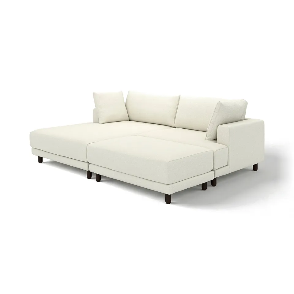 Modern white UPPÅKRA sectional. Clean lines, deep cushions, wooden legs.
