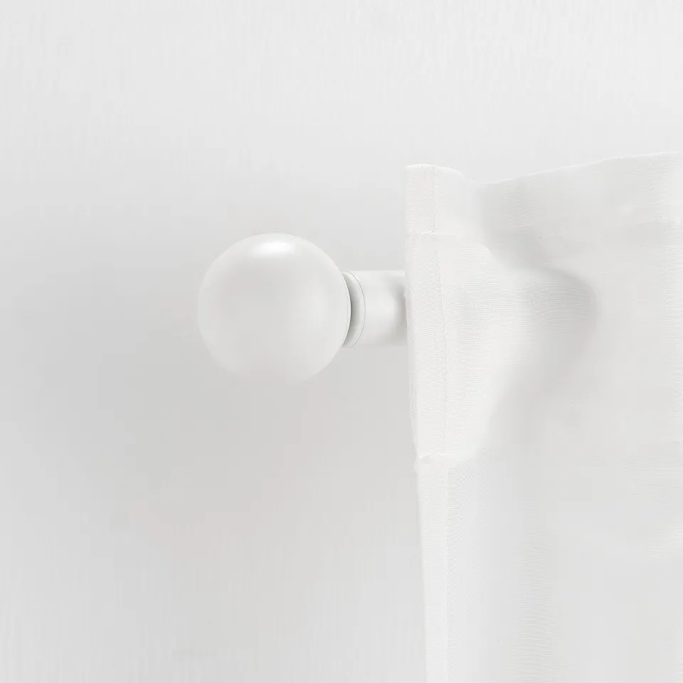 VÄSENTLIG white finial, globe-shaped, small, matte, recycled plastic.