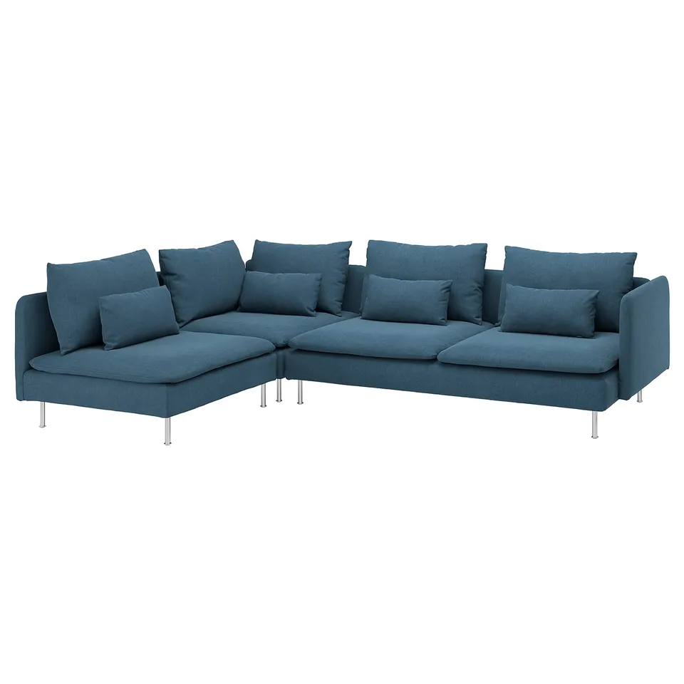 Ikea SÖDERHAMN sofa, teal, fabric, corner shape, modern design.