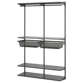 BOAXEL wardrobe combination, anthracite, Width 124.8 x Depth 40.0 x Height 200.6 cm