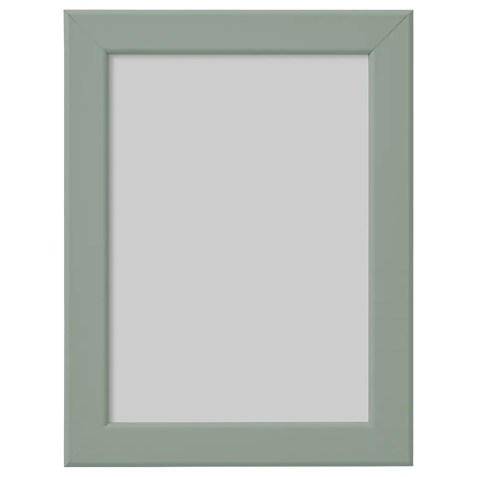 A green, rectangular picture frame with simple, clean edges and no image inside.