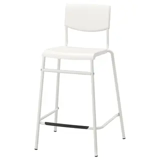STIG bar stool with backrest, counter height white/white, 63 cm