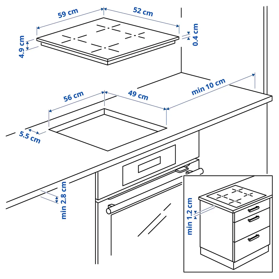 Illustration with measurements for the product: MATMÄSSIG.