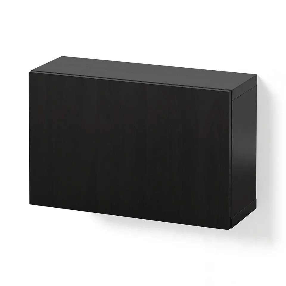 BESTÅ Wall-mounted cabinet combination, black-brown/Lappviken black-brown, 60x22x38 cm