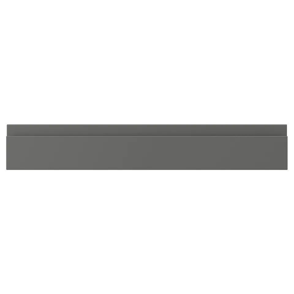 A dark grey VOXTORP cabinet front with sleek, minimalist design and integrated handles.