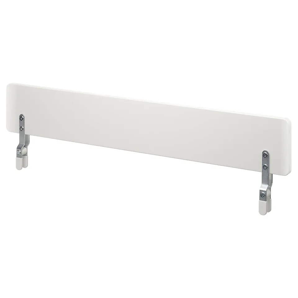 White metal bed rail with two side brackets for safety barrier.