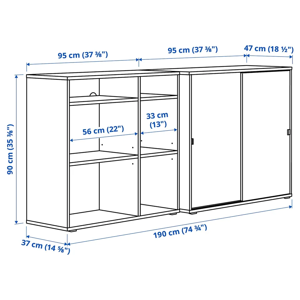 Illustration with measurements for the product: VIHALS.