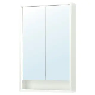 FAXÄLVEN mirror cabinet w built-in lighting, white, 60x15x95 cm