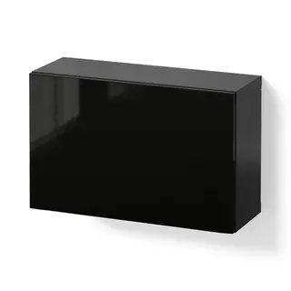 BESTÅ wall-mounted cabinet combination, black-brown/Selsviken high-gloss/black, 60x22x38 cm