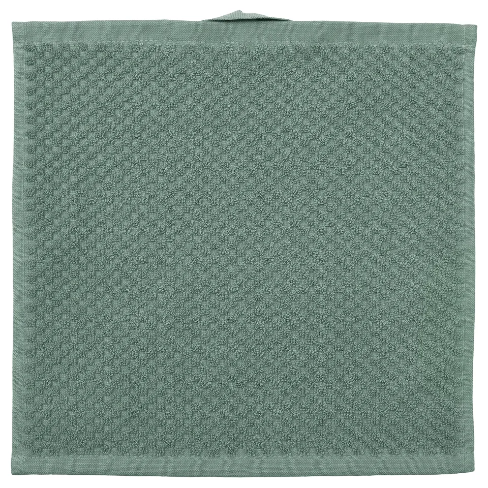 Square green GULVIAL cotton towel, soft, fluffy, plain design.
