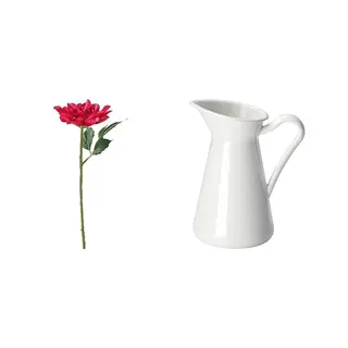 artificial flower + vase set: artificial flower + vase/jug, in/outdoor/Dahlia lilac + white, 30 cm
