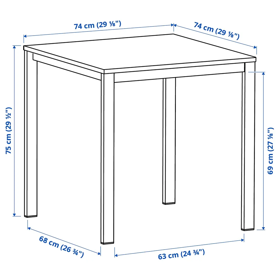 Illustration with measurements for the product: VIHALS.