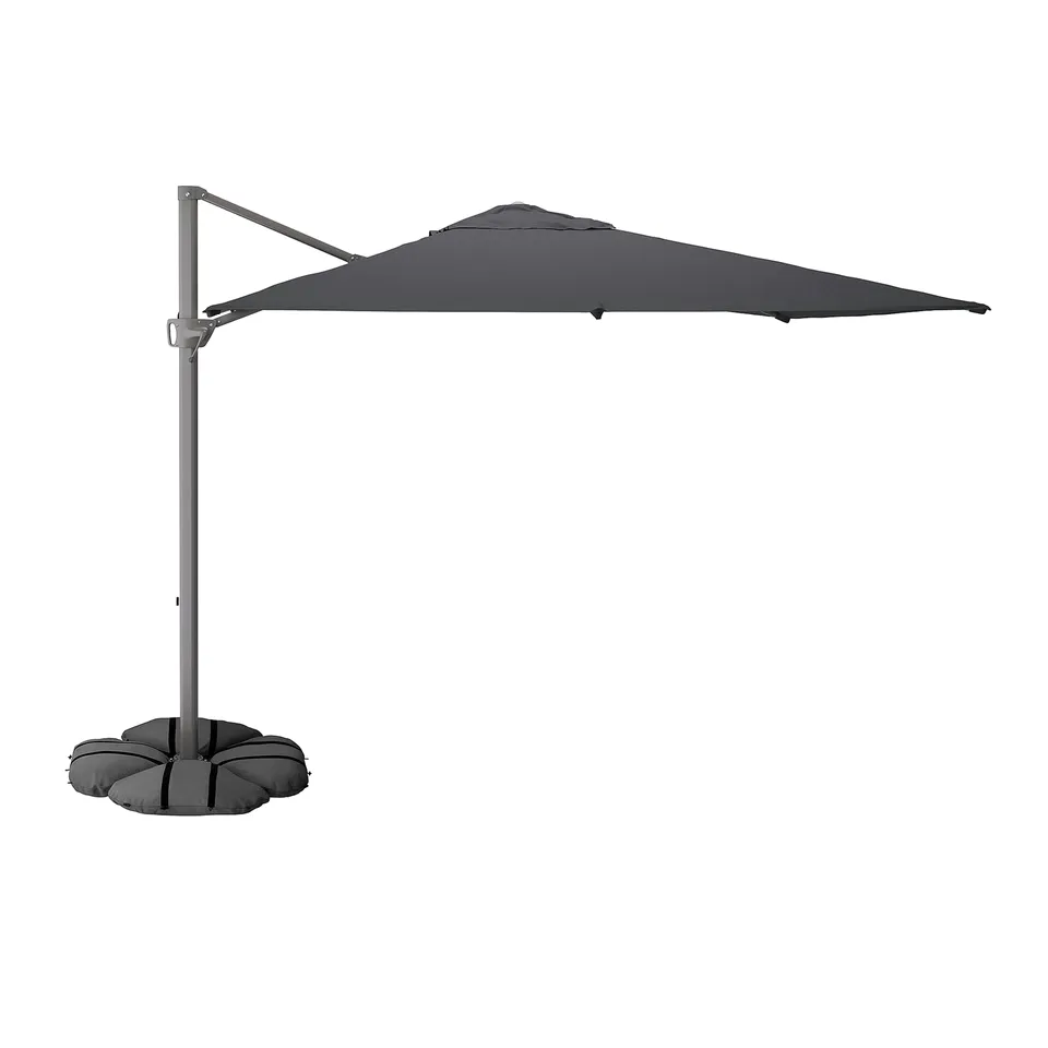 SEGLARÖ parasol, grey, aluminium pole, polyester fabric, round base.