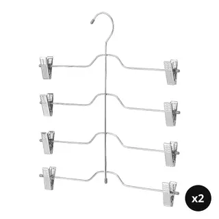VAJSING set: trouser/skirt hanger with 4 tiers x2, chrome-plated, Length 38 x Width 35 cm