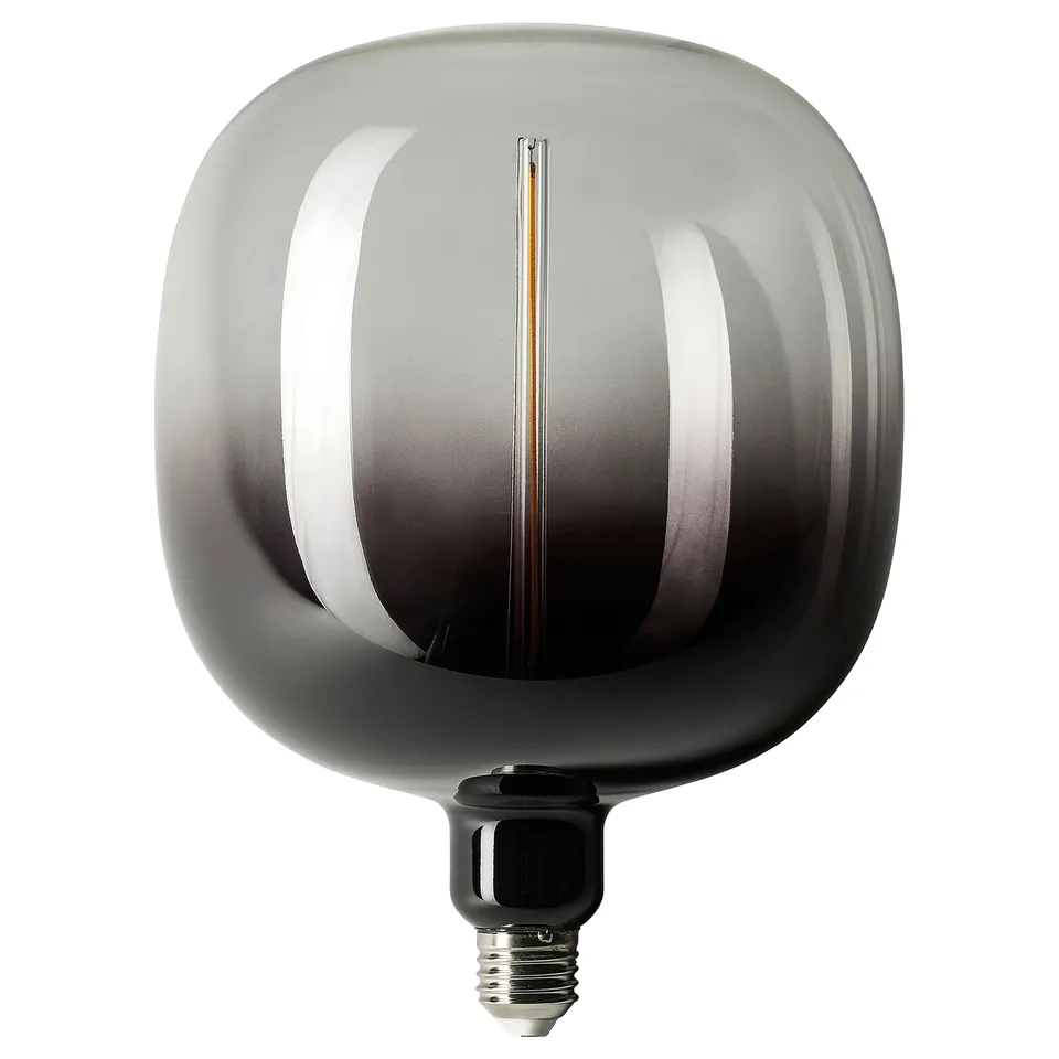MOLNART LED bulb E27 200 lumen, tube-shaped black/clear glass, 185 mm