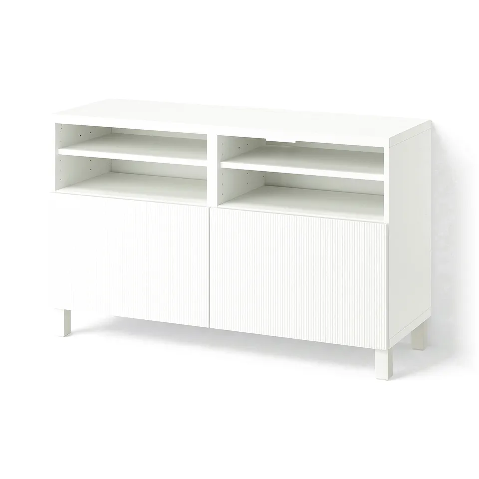 BESTÅ TV bench with doors, white/Förvaltare white, 120x42x74 cm