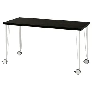 LAGKAPTEN / KRILLE desk, black-brown/white, 140x60 cm